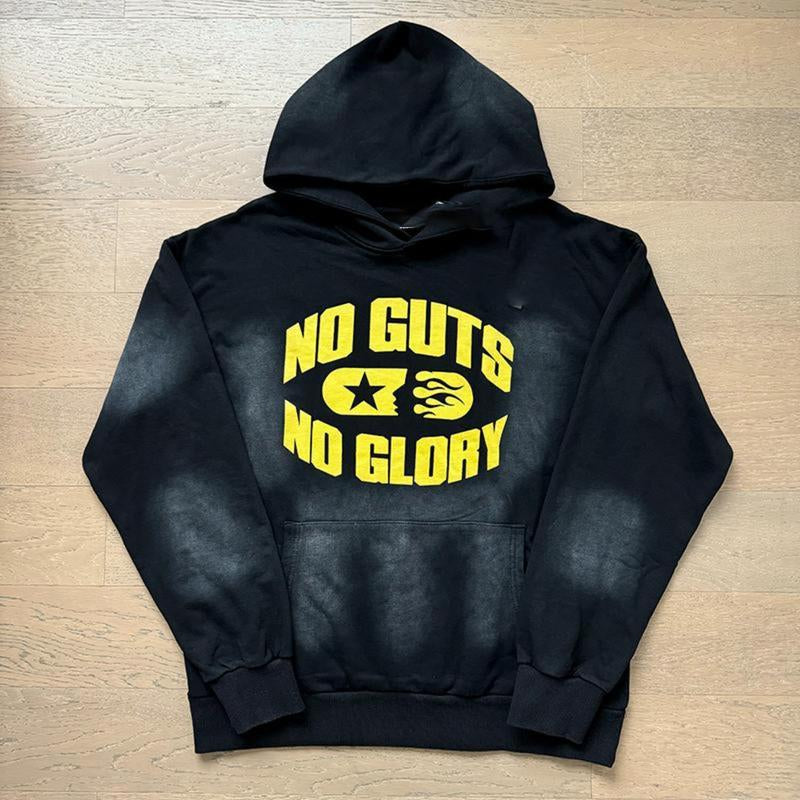 Trendy Hellstar "No Guts No Glory" Hoodie (Black, Blue)