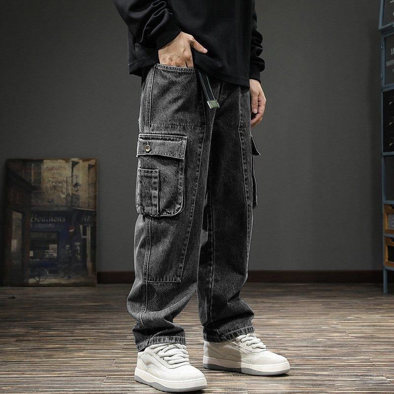 Cargo Stacked Denim Jeans for Men - Vintage 2000'S Y2K Style - Loose, Men'S Jeans Menswear Pants Baggy Cargos Pocket Retro