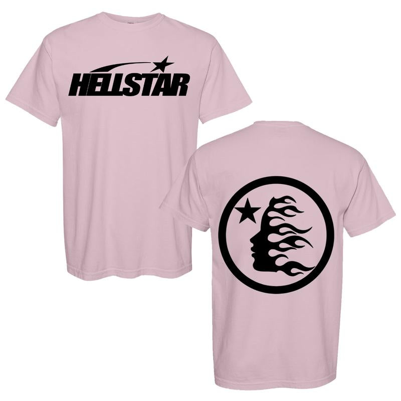 2 Sides Hellstar T-Shirt, Letter Printed Casual Loose T-Shirt, Gift for Her, Gift for Him Trendy Christmas Classic Fabric Menswear