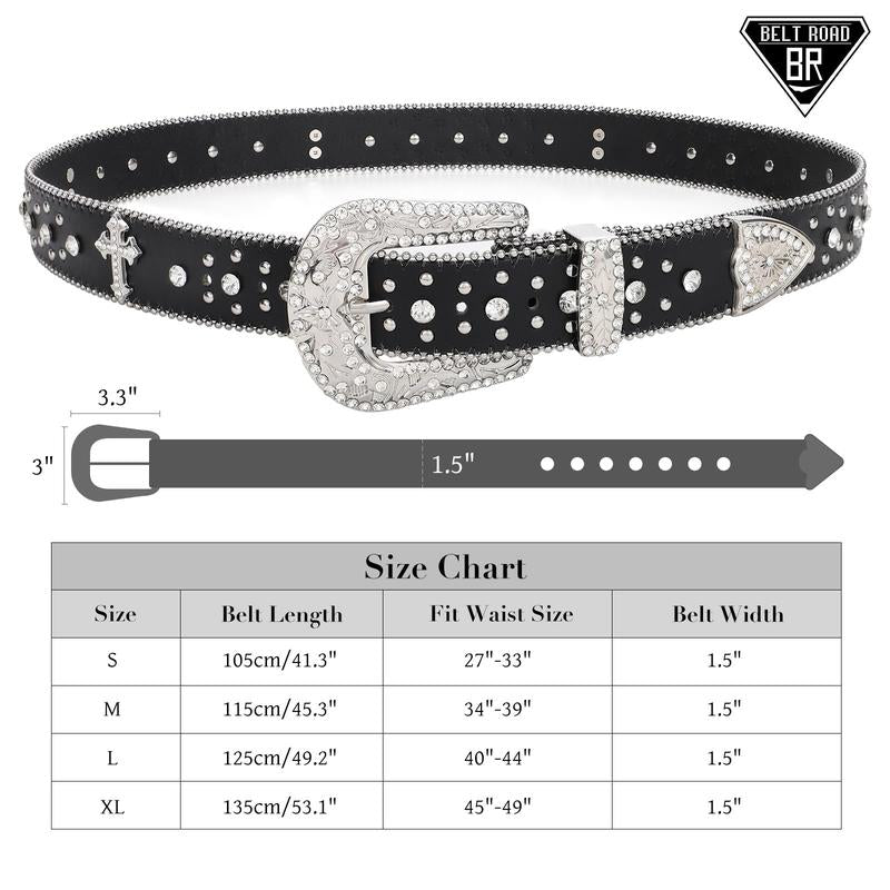 Rhinestone Belt Y2K Bling Leather Belt Western Cowboy Cowgirl Belts for Men Women