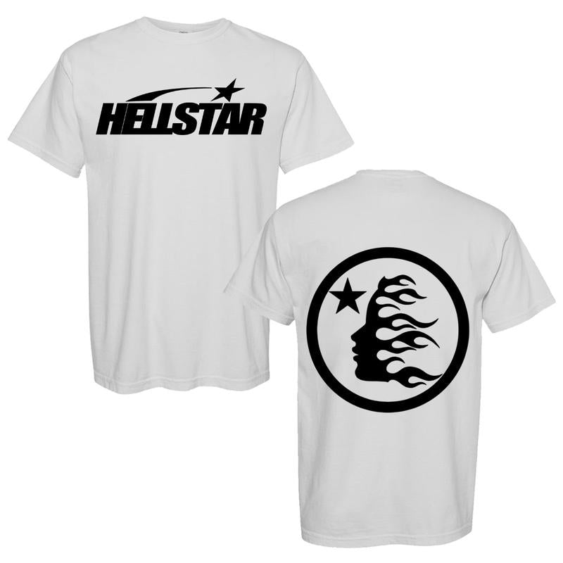 2 Sides Hellstar T-Shirt, Letter Printed Casual Loose T-Shirt, Gift for Her, Gift for Him Trendy Christmas Classic Fabric Menswear