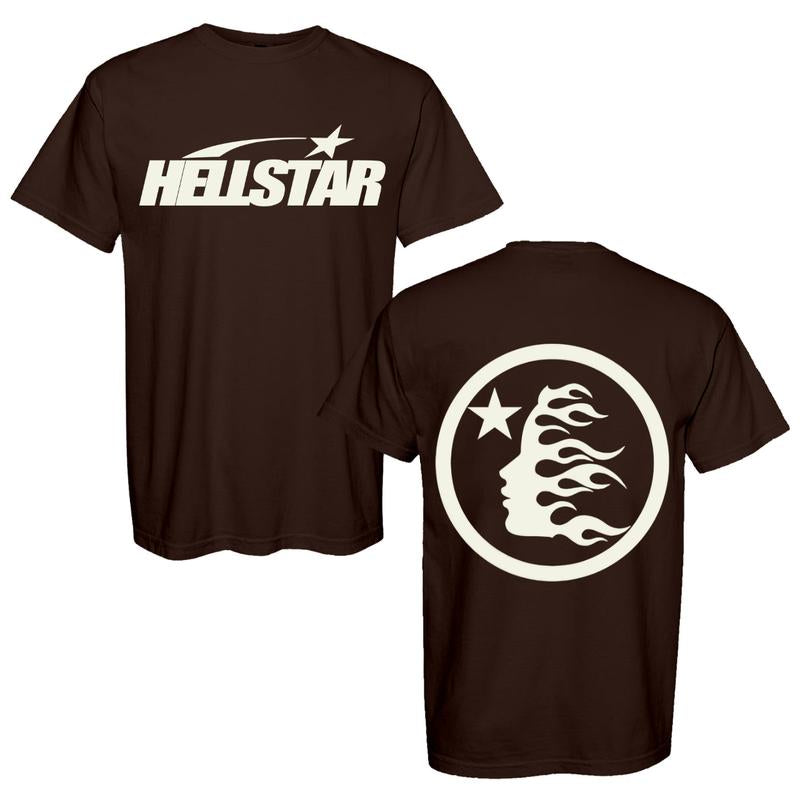 2 Sides Hellstar T-Shirt, Letter Printed Casual Loose T-Shirt, Gift for Her, Gift for Him Trendy Christmas Classic Fabric Menswear