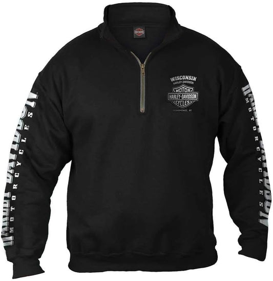 Men'S Lightning Crest 1/4 Zip Cadet Pullover Sweatshirt, Black