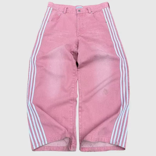 Y2K Baggy Jeans High Quality Embroidered Striped Harajuku Sweatpants Men Women Hip Hop Streetwear Casual Wide Leg Denim Pants