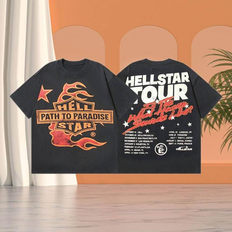 Hellstar Shirt , Rapper Wash Grey Heavy Craft Unisex Sleeve Tshirts